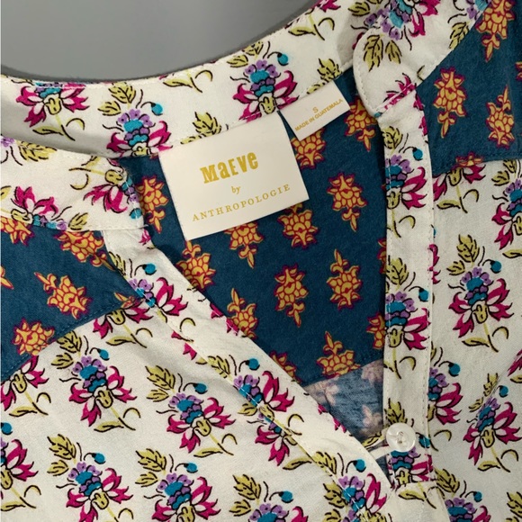 Mauve Mandan Top Anthropologie Small Blouse Blue Green - Picture 13 of 14